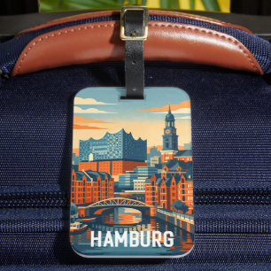 Etiqueta De Bagagem Hamburgo Alemanha Viagem Minimalista Porto