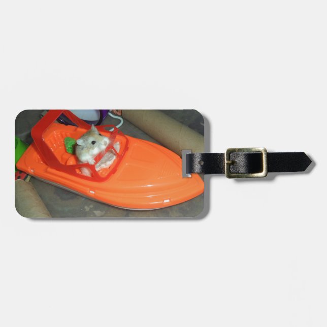 Etiqueta De Bagagem Hamster em um barco (Frente Horizontal)