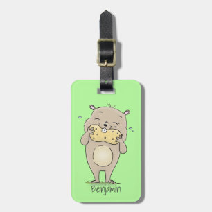 Etiqueta De Bagagem Hamster sorridente e bonito com desenho animado de