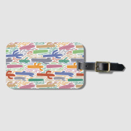 Etiqueta De Bagagem Hand-Drawn Colorful Saguaro Pattern Arizona Desert