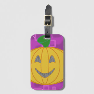 Etiqueta De Bagagem Happy Big Modern Orange Pumpkin Luggage Tag