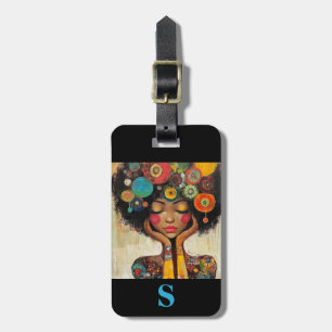Etiqueta De Bagagem Harmonia Colorida de Mulher Negra Monograma