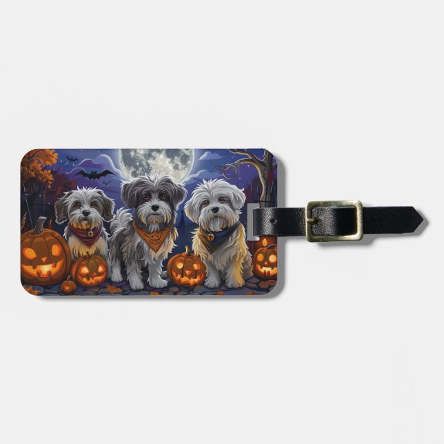 Etiqueta De Bagagem Havanese Halloween Spooky (Frente Horizontal)