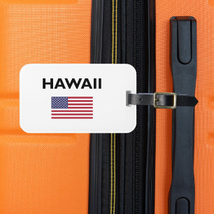 Etiqueta De Bagagem Hawaii EUA - American Flag Light-Color