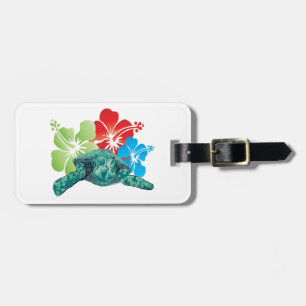 Etiqueta De Bagagem Hawaii Hibiscus Turtle