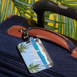 Etiqueta De Bagagem Hawaii Tropical Palm Tree Beach Personalized 