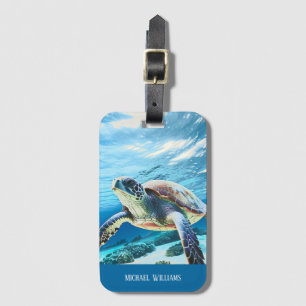 Etiqueta De Bagagem Hawaii Turtle Honu Fotografia Monograma