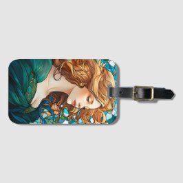 Etiqueta De Bagagem Helena - Mulher Loura Escura no Estilo Art Nouveau