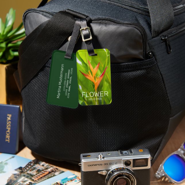 Etiqueta De Bagagem Heliconia Flowers Botânica Garden Design (Frente e verso)