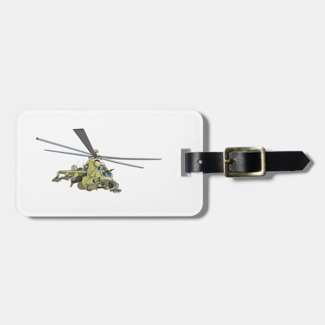 Etiqueta De Bagagem Helicóptero de desenho "Hind" (Frente Horizontal)