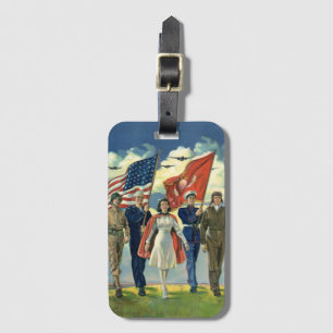 Etiqueta De Bagagem Heróis Militar Patriótico Vintage, Orgulhoso