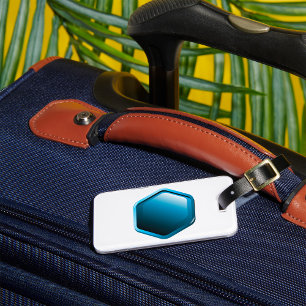 Etiqueta De Bagagem Hexágono Azul