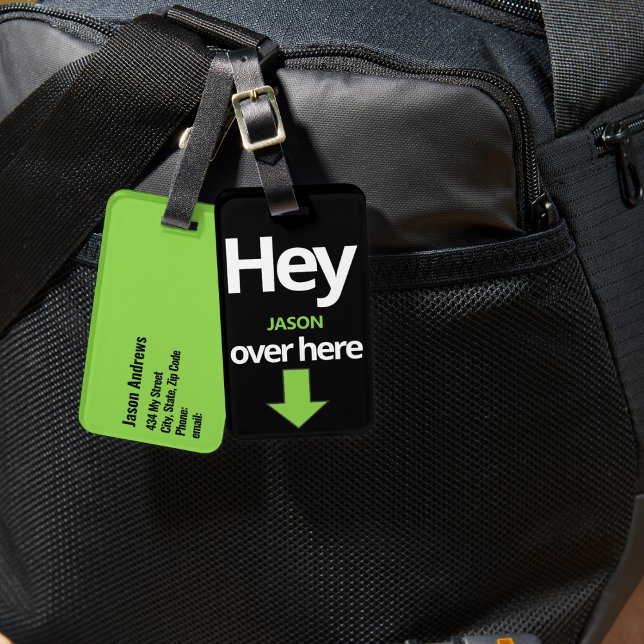 Etiqueta De Bagagem "Hey Over Here" Muito Engraçado (Criador carregado)