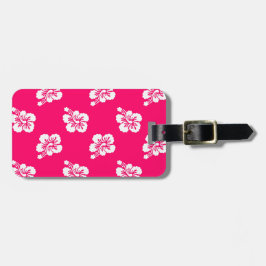 Etiqueta De Bagagem Hibiscus Floral, Rosa e Branco