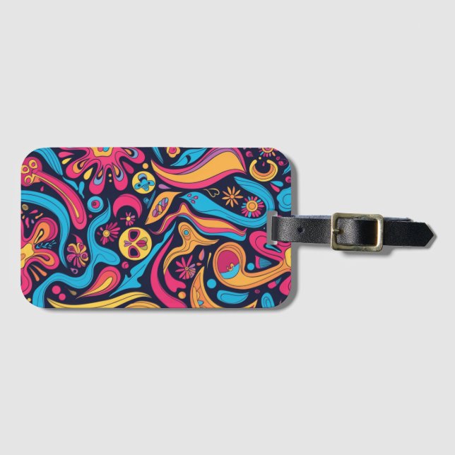 Etiqueta de Bagagem Hippie (Frente Horizontal)