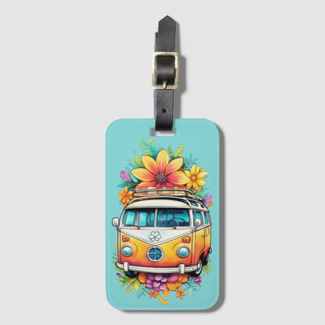 Etiqueta De Bagagem Hippie Van (Frente Vertical)
