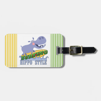 Etiqueta De Bagagem Hippopotamus do surfista