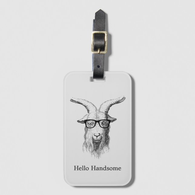 Etiqueta De Bagagem Hipster Goat Hello Bonitão (Frente Vertical)