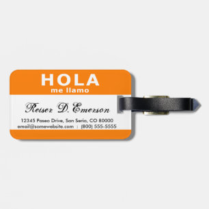 Etiqueta De Bagagem hola llamo (laranja)