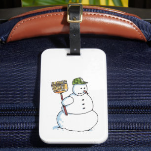 Etiqueta de bagagem Homem de Neve com Vassoura