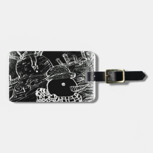 Etiqueta De Bagagem Homem de neve e Yaie no Natal preto
