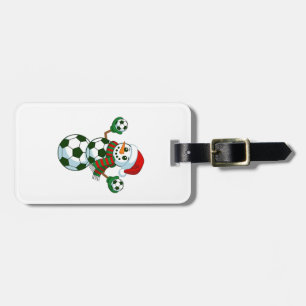 Etiqueta De Bagagem Homem de Neve Futebol Natal Amantes do Esporte