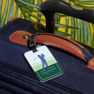 Etiqueta De Bagagem Homem do Golfe Azul / Clube de Golfe Verde