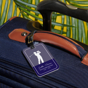 Etiqueta De Bagagem Homem Golfista / Clube de Golfe - azul elegante