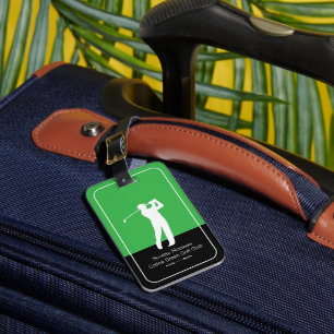Etiqueta De Bagagem Homem Golfista com Taco de Golfe Elegante Verde