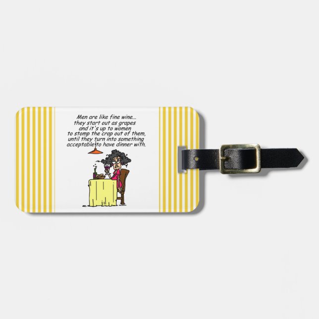 Etiqueta De Bagagem Homens e humor do vinho fino (Frente Horizontal)