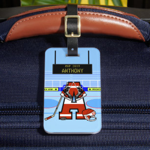 Etiqueta De Bagagem Hóquei em gelo inicial personalizado