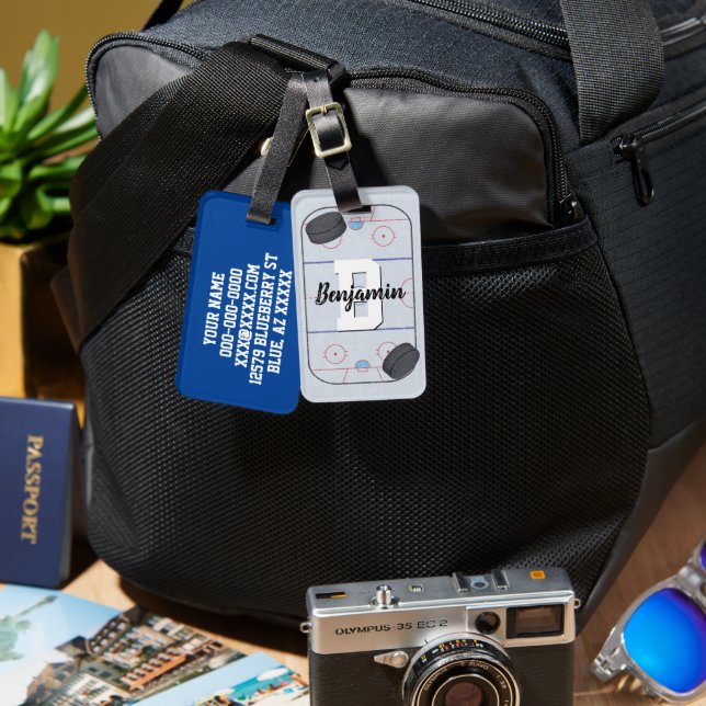 Etiqueta De Bagagem Hóquei no gelo (Frente e verso)