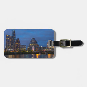 Etiqueta De Bagagem Horizonte da Cidade Refletido no Lady Bird Lake