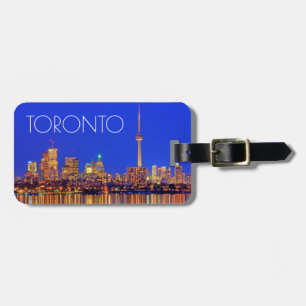 Etiqueta De Bagagem Horizonte de Toronto central à noite