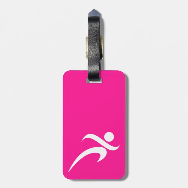 Etiqueta De Bagagem Hot Pink Runner; Runner (Traseira Vertical)