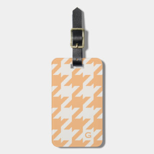 Etiqueta De Bagagem Houndstooth alaranjado moderno corajoso com