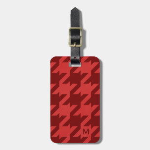 Etiqueta De Bagagem Houndstooth cinzento moderno corajoso com