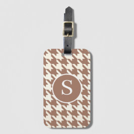 Etiqueta De Bagagem Houndstooth Pattern Mocha Mousse e White