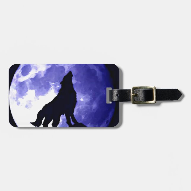 Etiqueta De Bagagem Howling Wolf & Fullmoon (Frente Horizontal)