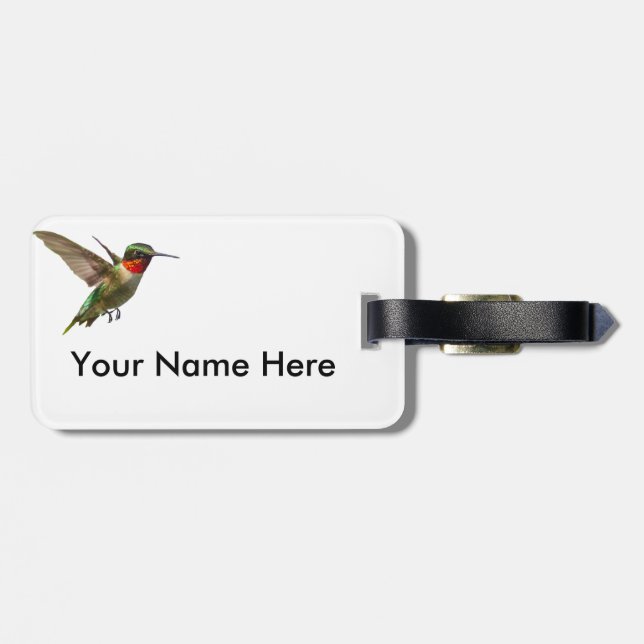 Etiqueta De Bagagem Hummingbird E Delfinium (Traseira Horizontal)