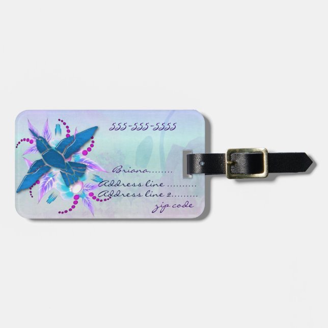 Etiqueta De Bagagem Hummingbird Floral Art Deco (Frente Horizontal)