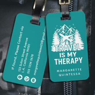 Etiqueta De Bagagem Humor de Viagem Moderno Divertido Tipografia Verde
