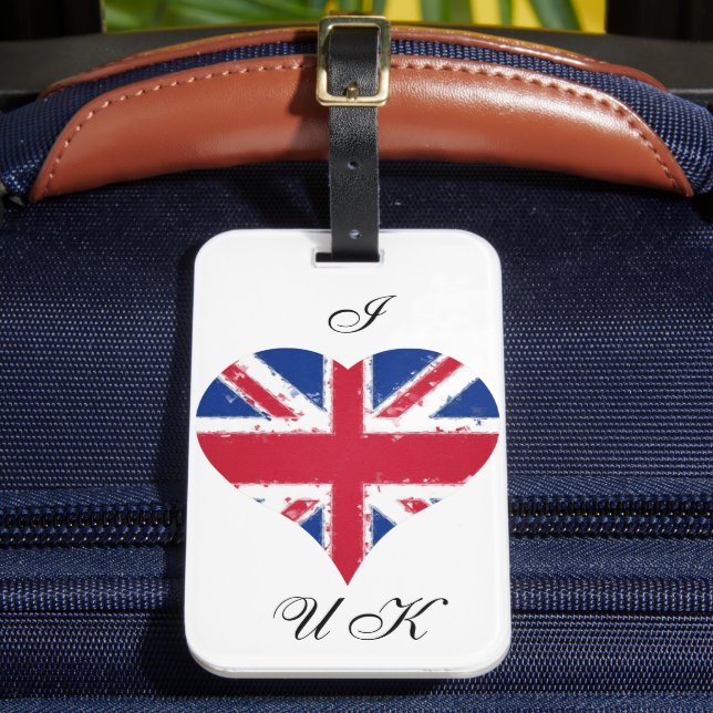Etiqueta De Bagagem I Heart England British Union Jack Flag (Frente Insitu 2)