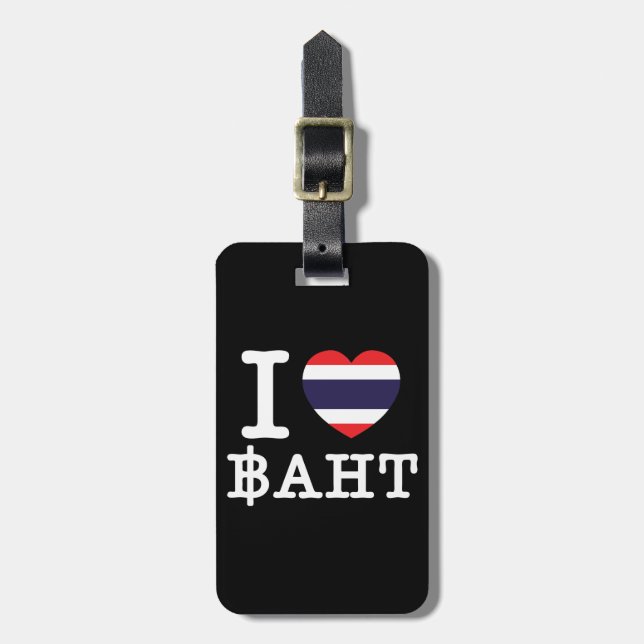 Etiqueta De Bagagem I Heart (Love) Baht (Frente Vertical)