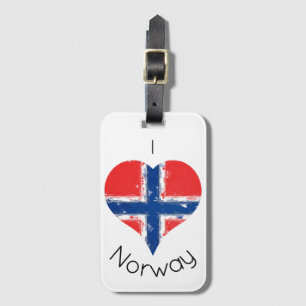 Etiqueta De Bagagem I Heart Norway Pintou Heart Flag