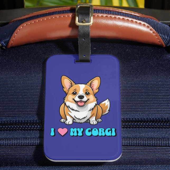 Etiqueta De Bagagem I Love My Corgi (Frente Insitu 2)