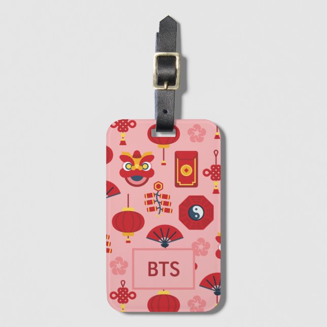 Etiqueta De Bagagem Ícones de Ano Novo Chinês - Falso (Frente Vertical)