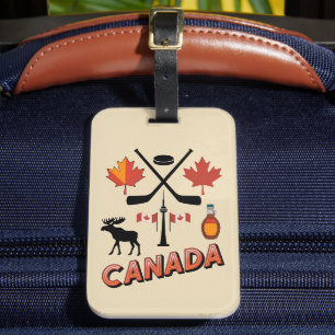 Etiqueta De Bagagem Ícones Retro de Viagem do Canadá Símbolos Nacionai