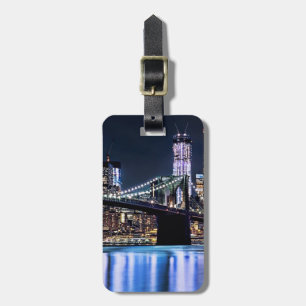 Etiqueta De Bagagem Ideia da reflexão da ponte de Brooklyn de New Yor