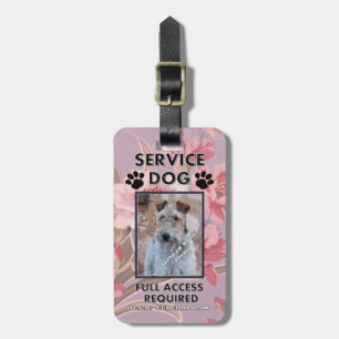 Etiqueta De Bagagem Identificação com foto cor-de-rosa do cão do